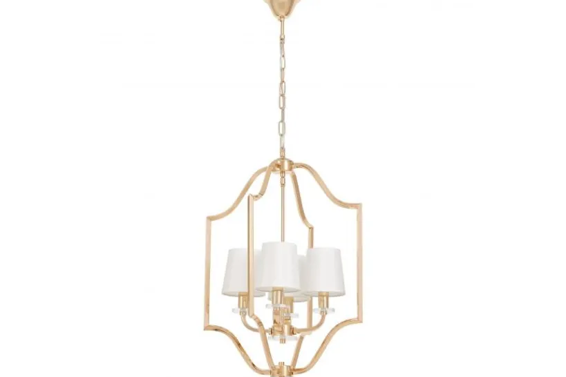 Arrediorg Lampadario moderno dorato con paralumi bianchi in tessuto ORLANDO W4