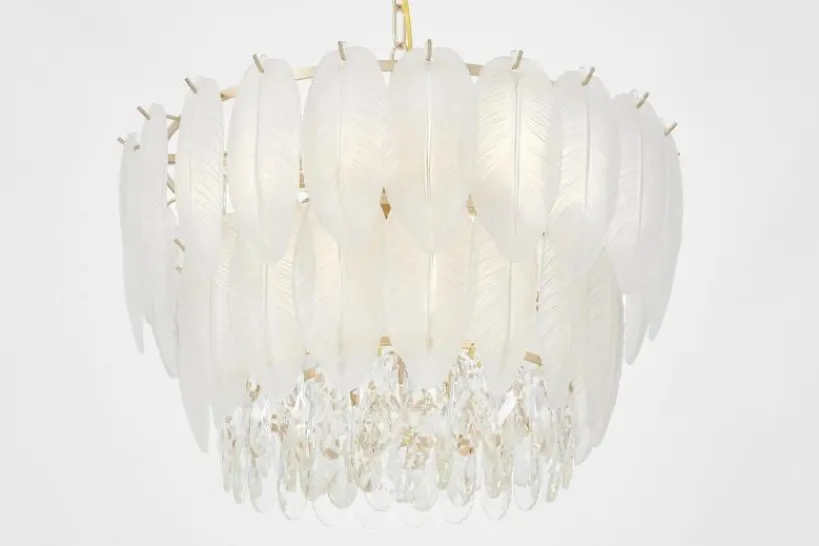 Arrediorg LAMPADARIO MODERNO IN CRISTALLO E ORO CAVALINI D50