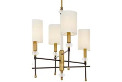 Arrediorg LAMPADARIO MODERNO IN CRISTALLO E OTTONE RODEZIO W6