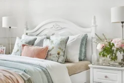 Arrediorg Letto alla francese in legno bianco provenzale bianco 140x200 Princess 886