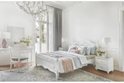 Arrediorg Letto alla francese in legno bianco provenzale bianco 140x200 Princess 886