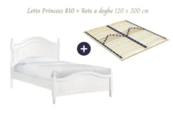 Arrediorg Letto provenzale in legno bianco 1 piazza e mezzo 120 X 200 Princess 810