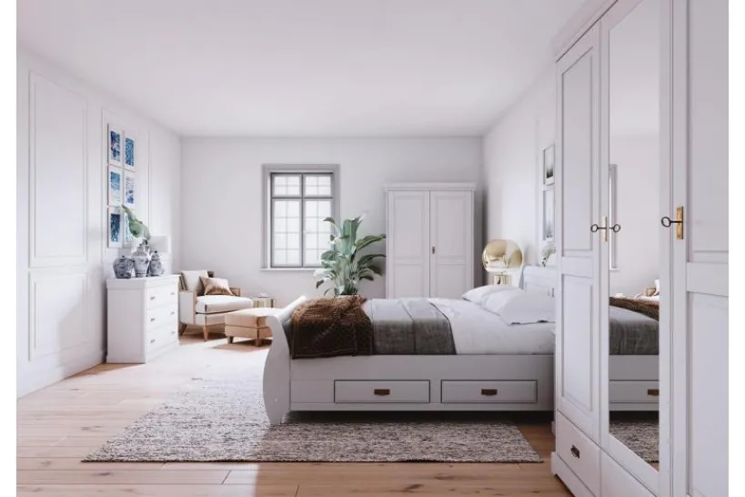 Arrediorg Letto shabby toscano in legno massello pino 180x200