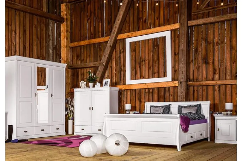 Arrediorg Letto shabby toscano in legno massello pino 180x200