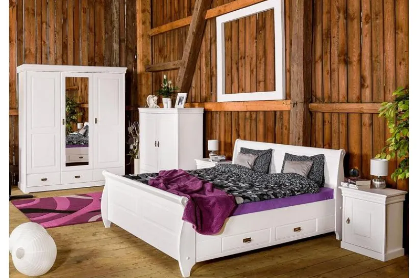 Arrediorg Letto shabby toscano in legno massello pino 180x200