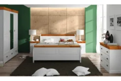 Arrediorg Letto 180x200 in legno massello pino bianco miele shabby toscano