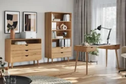 Arrediorg Libreria in legno naturale massello con cassetti