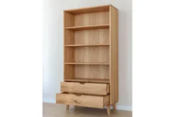 Arrediorg Libreria in legno naturale massello con cassetti