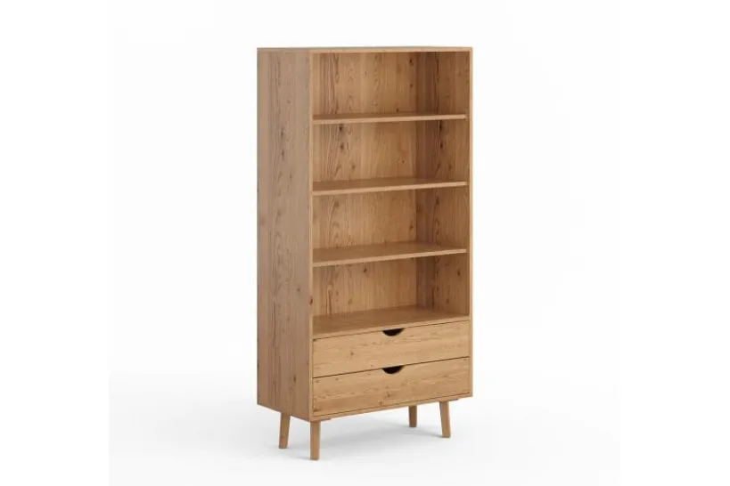 Arrediorg Libreria in legno naturale massello con cassetti