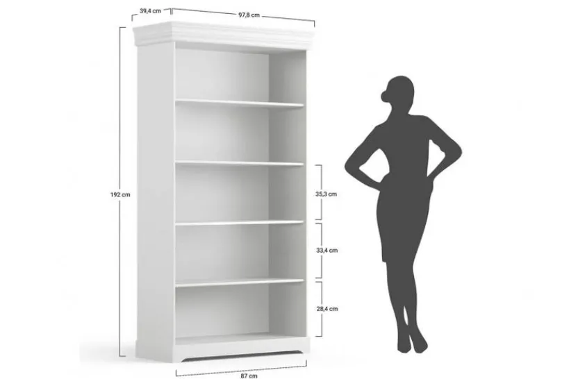 Arrediorg Libreria legno massello bianca stile shabby toscano