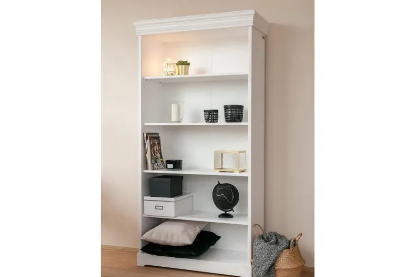 Arrediorg Libreria legno massello bianca stile shabby toscano