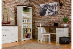 Arrediorg Libreria shabby chic pino massello bianco e tinto noce