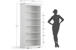 Arrediorg Libreria shabby chic pino massello bianco con cornice color rovere
