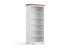 Arrediorg Libreria shabby chic pino massello bianco con cornice color rovere