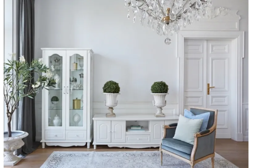 Arrediorg Madia porta TV stile provenzale bianco Princess 861