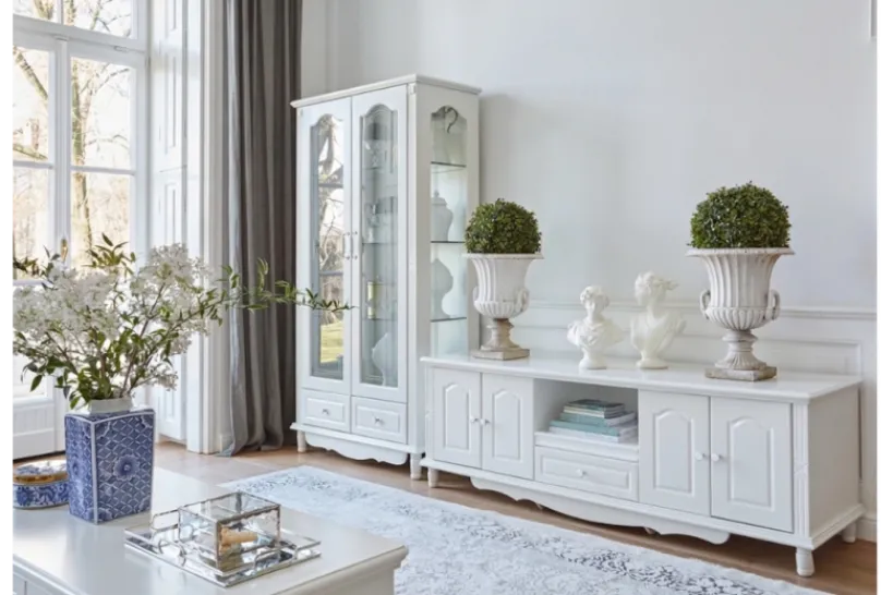 Arrediorg Madia porta TV stile provenzale bianco Princess 861