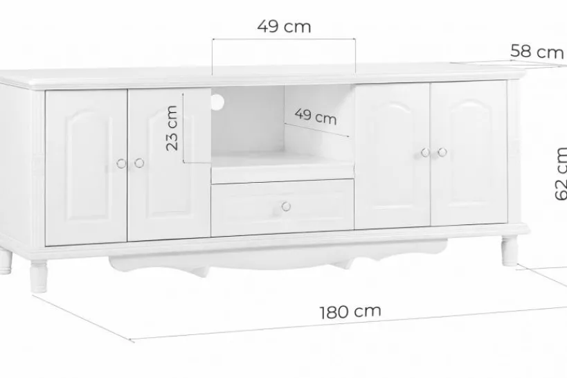 Arrediorg Madia porta TV stile provenzale bianco Princess 861