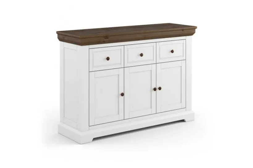 Arrediorg Madia shabby country bicolore bianco tabacco in pino massello