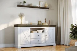 Arrediorg Madia shabby country in pino massello bianca e tabacco