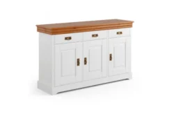 Arrediorg Mobile buffet legno massello con 3 ante bianco top miele toscano shabby