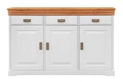 Arrediorg Mobile buffet legno massello con 3 ante bianco top miele toscano shabby