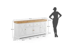 Arrediorg Mobile buffet pino massello bicolore bianco-tabacco shabby country