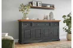 Arrediorg Mobile buffet pino massello grafite top naturale shabby chic
