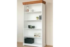Arrediorg Mobile libreria shabby legno massello bianca top miele stile toscano
