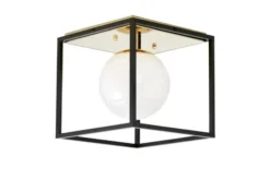 Arrediorg Plafoniera quadrata di design in metallo nero con sfera in vetro bianco MALDINI W1
