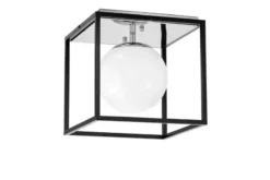 Arrediorg Plafoniera quadrata di design in metallo cromo con sfera in vetro bianco MALDINI W1