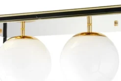 Arrediorg Plafoniera rettangolare in metallo oro di design con 3 sfere in vetro bianco MALDINI W3
