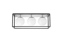 Arrediorg Plafoniera rettangolare in metallo nero di design con 3 sfere in vetro bianco MALDINI W3