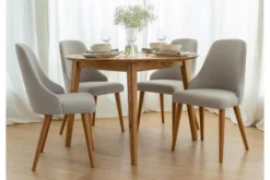 Arrediorg Poltroncina da pranzo imbottita grigia gambe faggio BRESSO