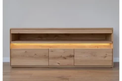 Arrediorg Porta TV con ripiano legno massello di naturale LED integrato