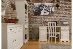 Arrediorg Scrivania shabby chic bianca in pino massello