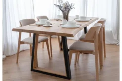 Arrediorg Sedia da pranzo in velluto beige con gambe in faggio COMO
