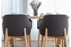 Arrediorg Sedia imbottita da pranzo grigia velluto e faggio FONDO