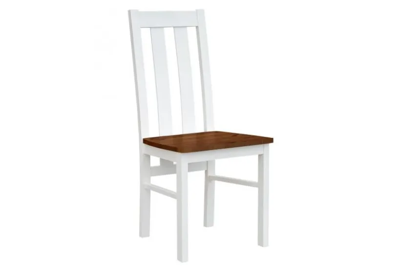 Arrediorg Sedia in faggio massello bianco e noce con schienale alto shabby chic