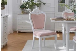 Arrediorg Sedia in legno imbottita velluto rosa stile provenzale Princess 827