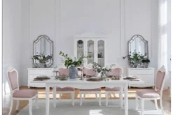 Arrediorg Sedia in legno imbottita velluto rosa stile provenzale Princess 827