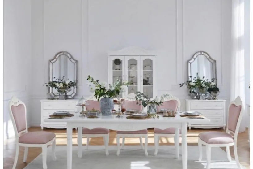 Arrediorg Sedia in legno imbottita velluto rosa stile provenzale Princess 827