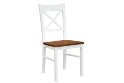 Arrediorg Sedia legno massello di faggio bianco sedile color noce shabby chic