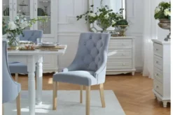 Arrediorg Sedia provenzale blu trapuntata gambe color legno PRINCESS 83