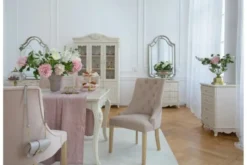 Arrediorg Sedia rosa imbottita provenzale gambe faggio PRINCESS 83