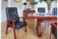 Arrediorg Sedia sala riunioni in pelle nera Consul