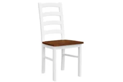 Arrediorg Sedia schienale alto faggio massello bianco seduta color noce shabby chic