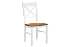 Arrediorg Sedia shabby chic faggio massello bianco seduta color rovere