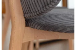 Arrediorg Sedia velluto a coste grigia imbottita con gambe in faggio Pecora