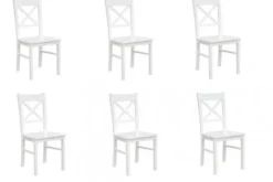 Arrediorg Set 6 sedie da tavolo shabby chic in faggio massello bianche