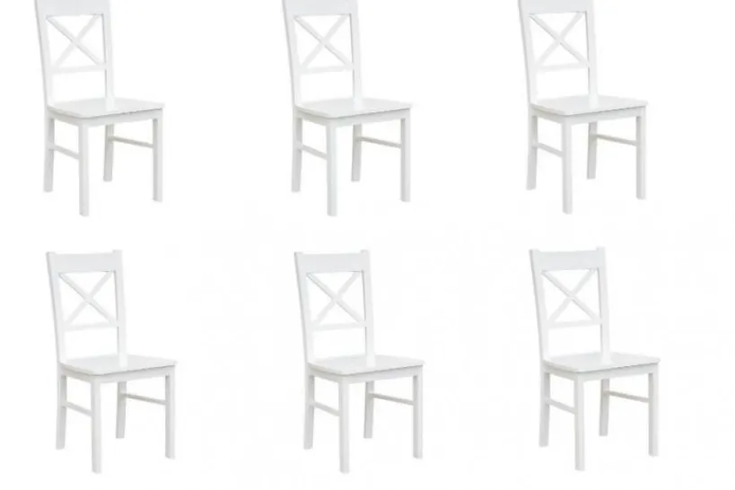 Arrediorg Set 6 sedie da tavolo shabby chic in faggio massello bianche